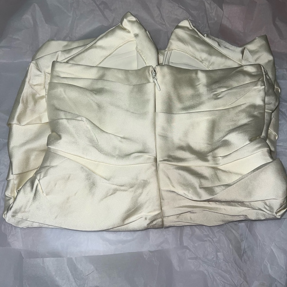 HOUSE OF CB 'Emanuela' Ivory Draped Ruched Mini Dress - Picture 13 of 16